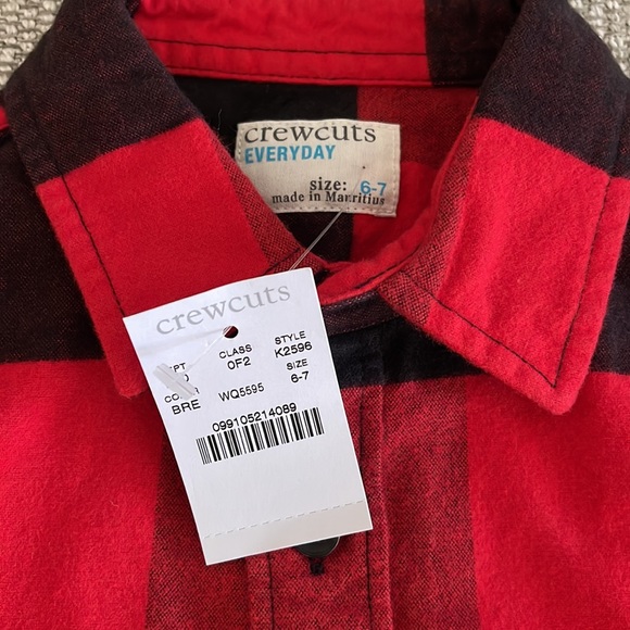 New Boys CrewCuts ( J. Crew) Flannel Button up Size 6-7 - Picture 8 of 9
